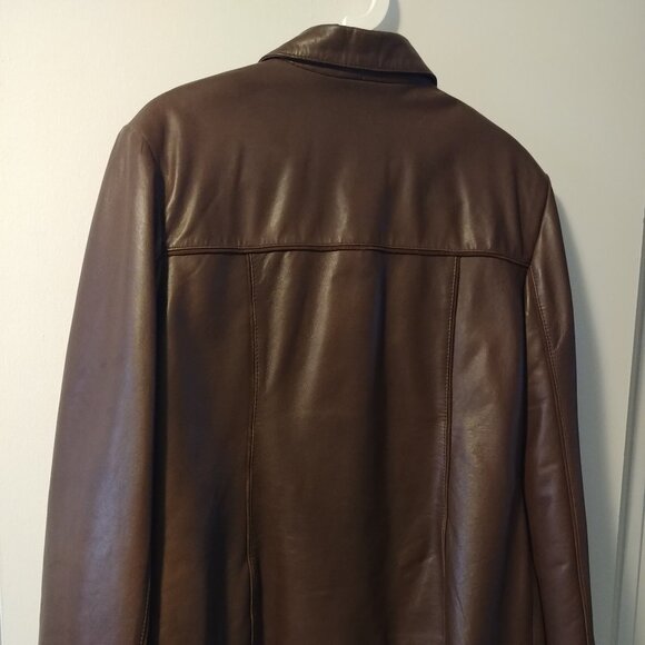 Like New Belansia Espania Leather Jacket, Size 16, Suede Edging, Brown - Picture 2 of 7